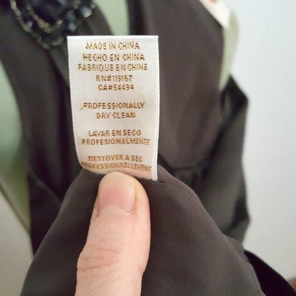 NWT Jenny Han dark grey/black 100% silk sleeveless cocktail dress with sequins - Picture 14 of 15